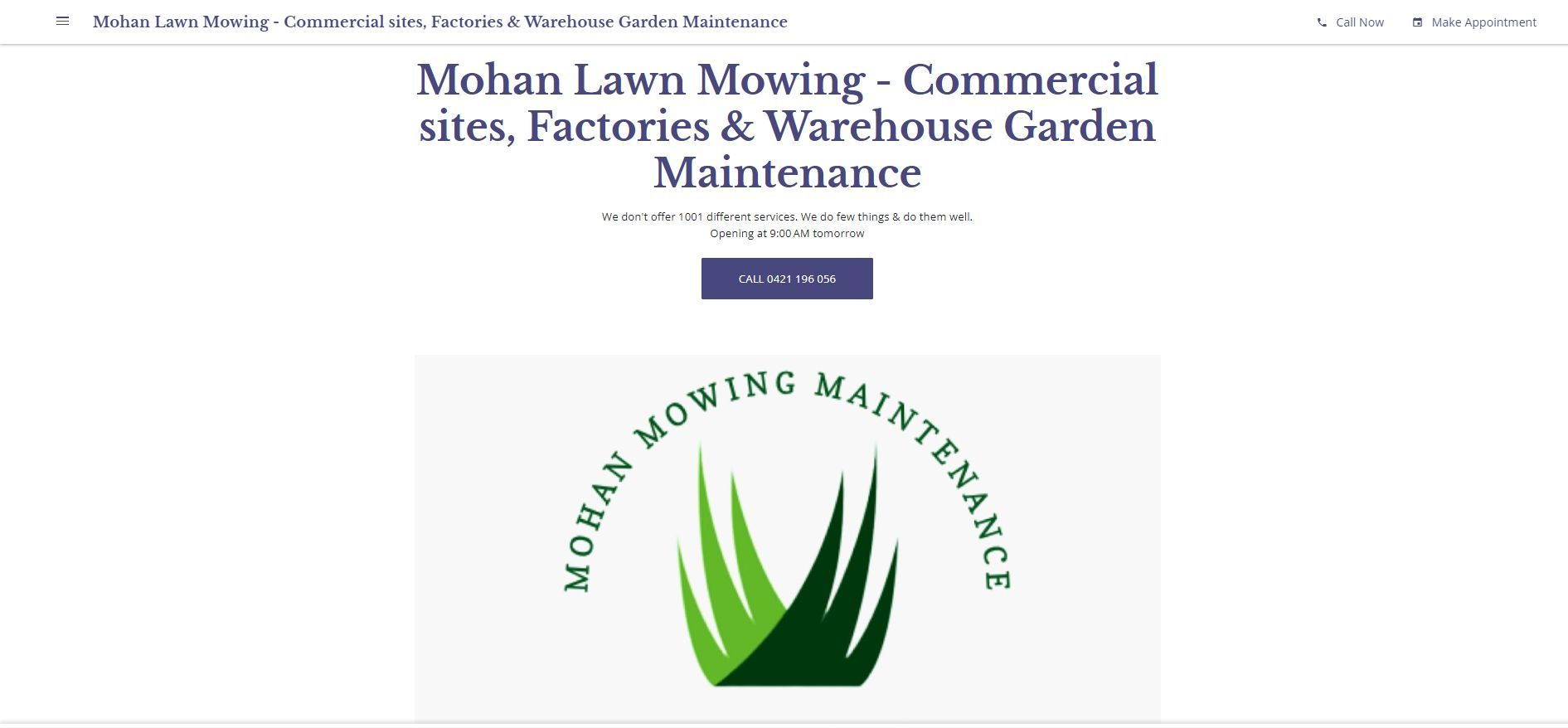 mohan lawn mowing commercial sites, factories & warehouse garden maintenance we don t offer 1001 different services. we do few things & do them well. 2023 10 21 12 11 17